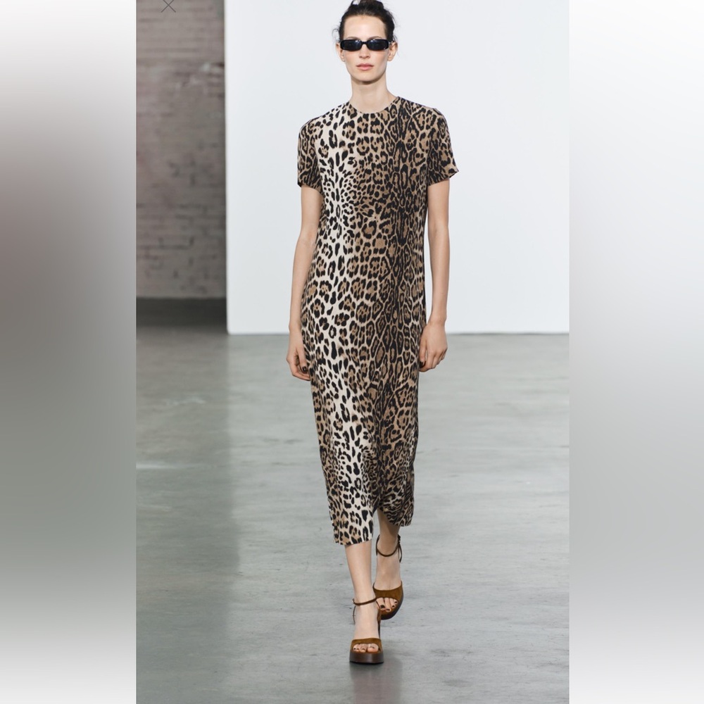 ZARA ANIMAL PRINT DRESS ZW COLLECTION Size XS NWT